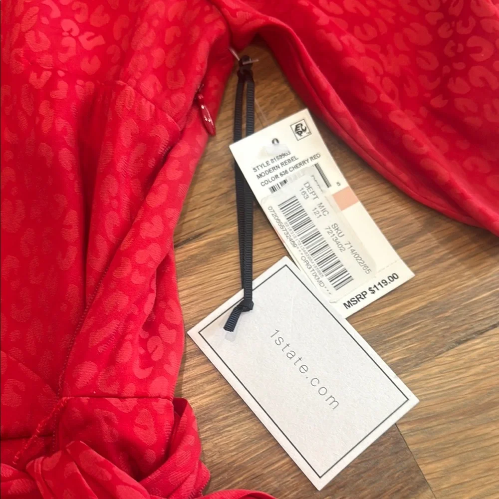 1. State Red Ruffled Wrap Mini Dress - Picture 3 of 4
